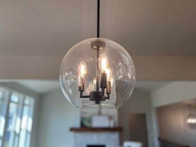 Clear glass sphere lighting.